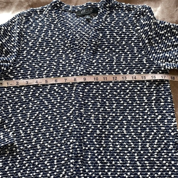 Kasper Sweater TwinSet Navy White Belted Open Front Cardi & Shell Tank Slub Knit - Picture 8 of 15